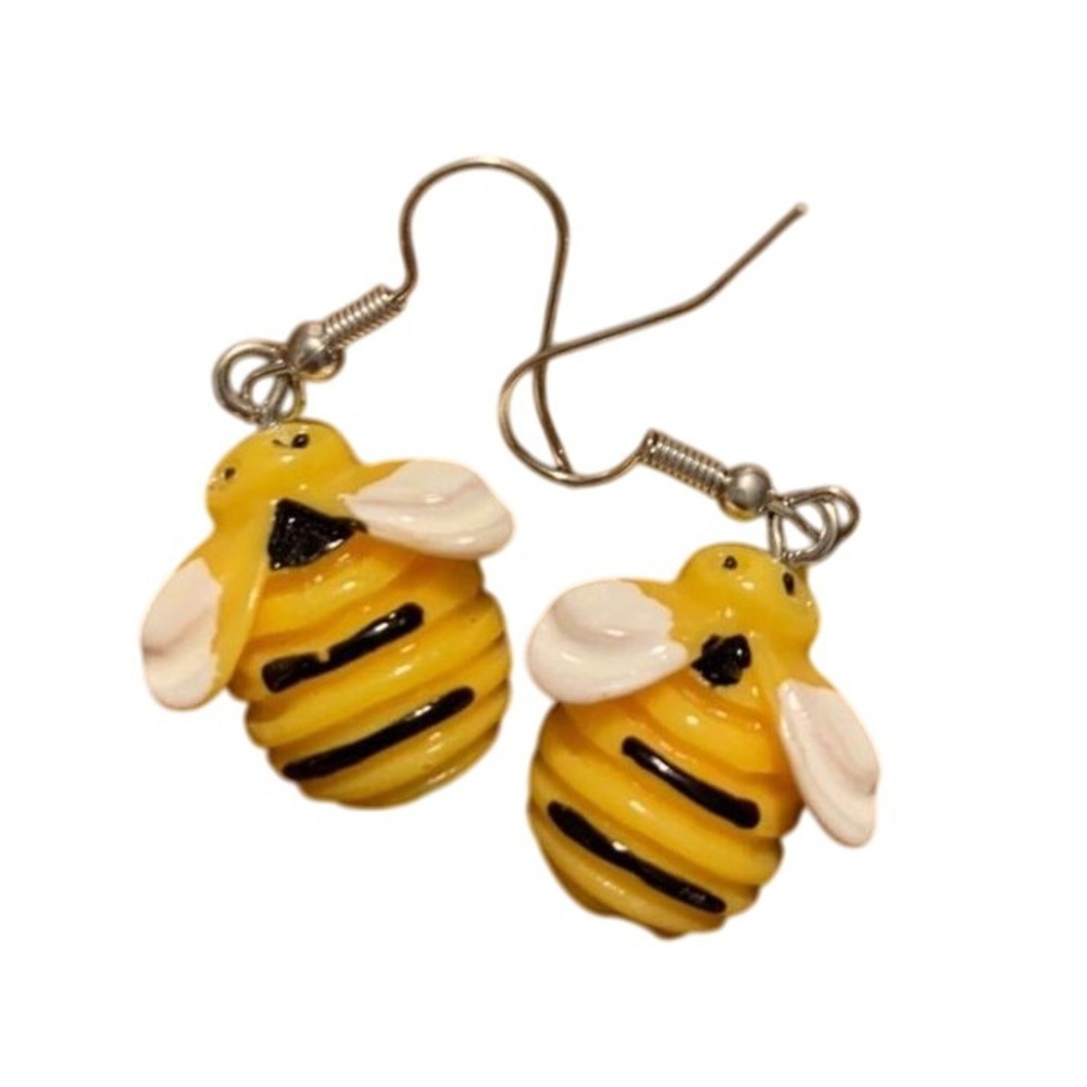 Yellow and black bee earrings #cottagecore‎ #fairycore